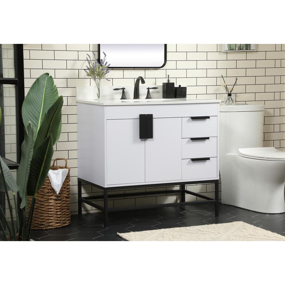 36 inch Single bathroom vanity in white with backsplash