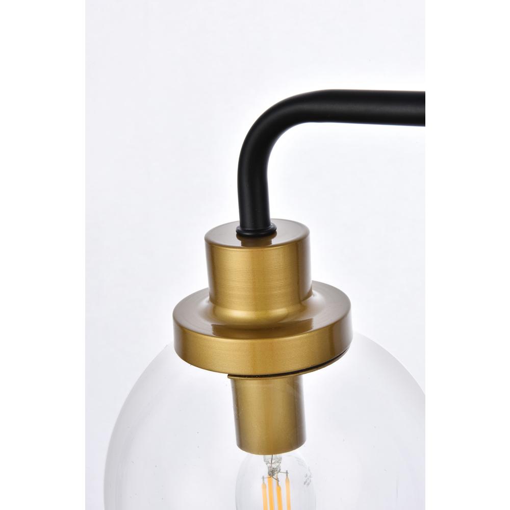 Hanson 3 lights bath sconce in black with brass with clear shade