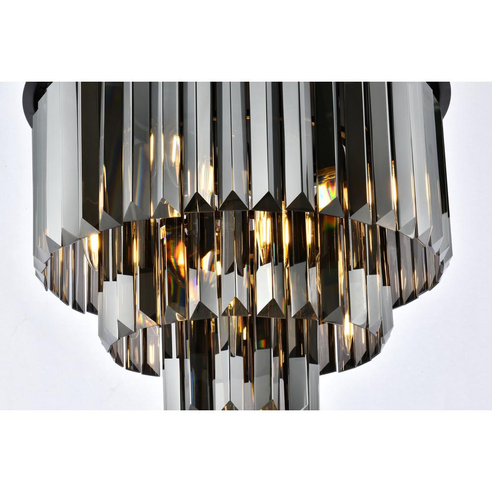 Sydney 9 light Matte Black Flush Mount Silver Shade (Grey) Royal Cut Crystal