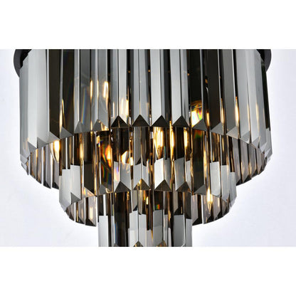 Sydney 9 light Matte Black Flush Mount Silver Shade (Grey) Royal Cut Crystal