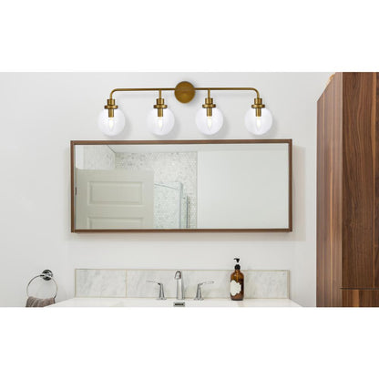 Hanson 4 lights bath sconce in brass with clear shade