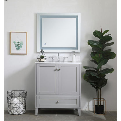 30 inch Single Bathroom Vanity in Grey with Backsplash