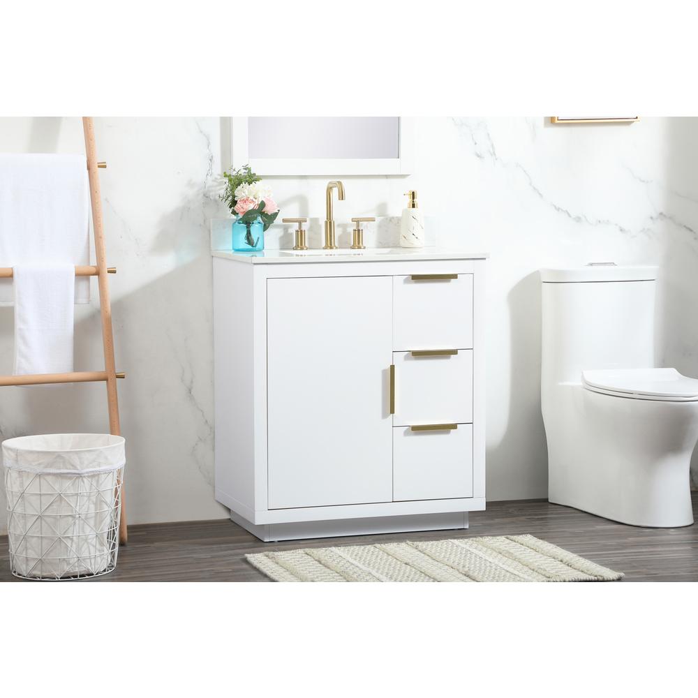 30 inch Single bathroom vanity in white with backsplash