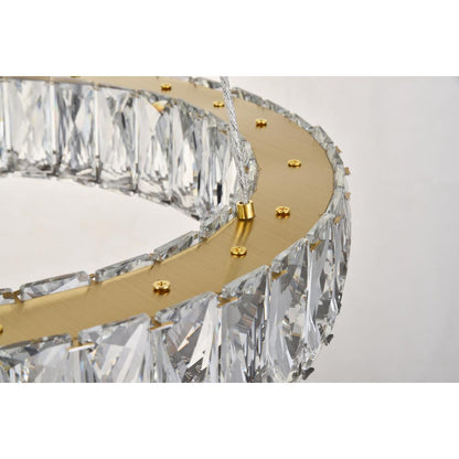 Monroe Integrated LED chip light gold Pendant Clear Royal Cut Crystal