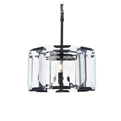 Monaco 4 light Flat Black (Matte) Pendant Clear Glass Crystal