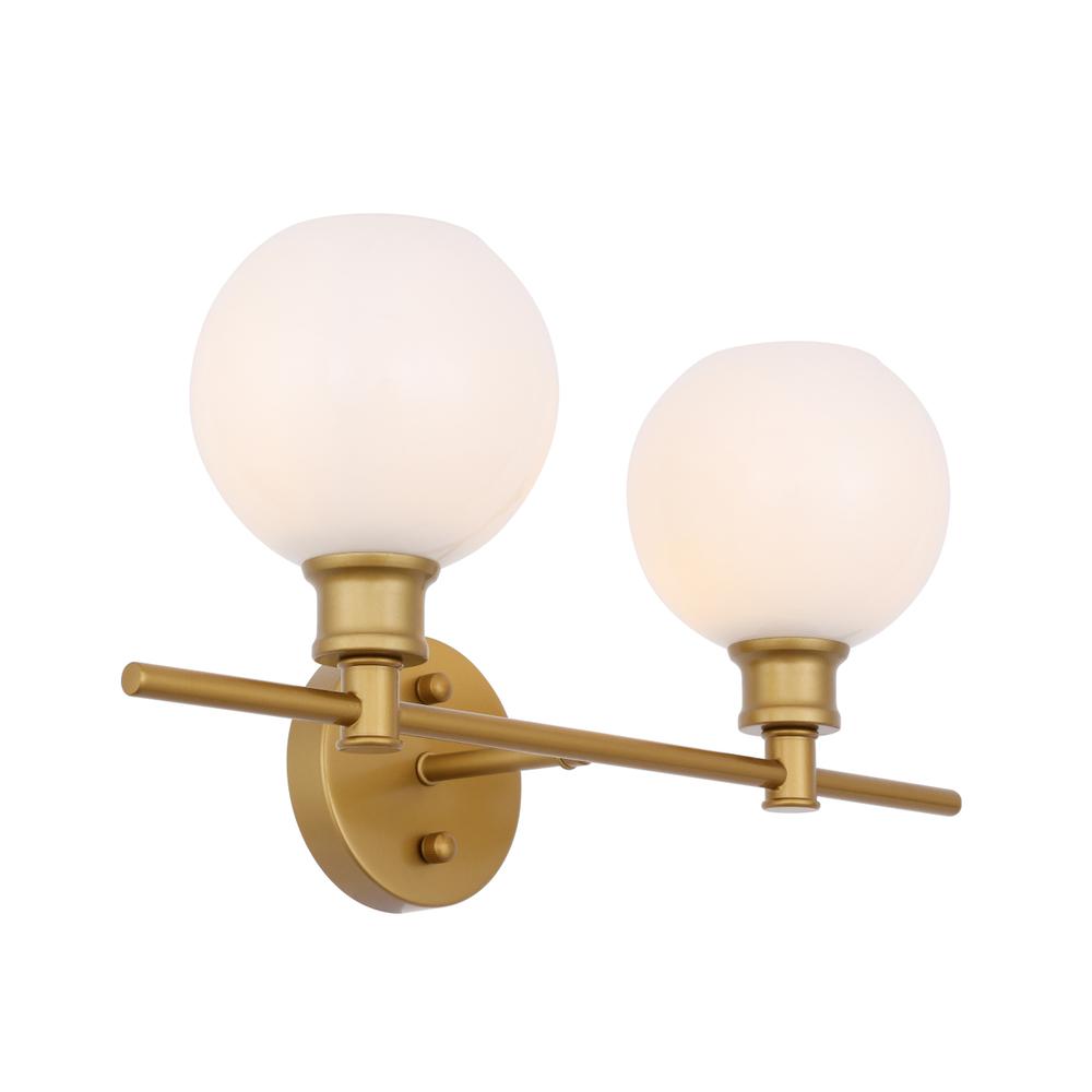 Collier 2 light Brass and Frosted white glass Wall sconce