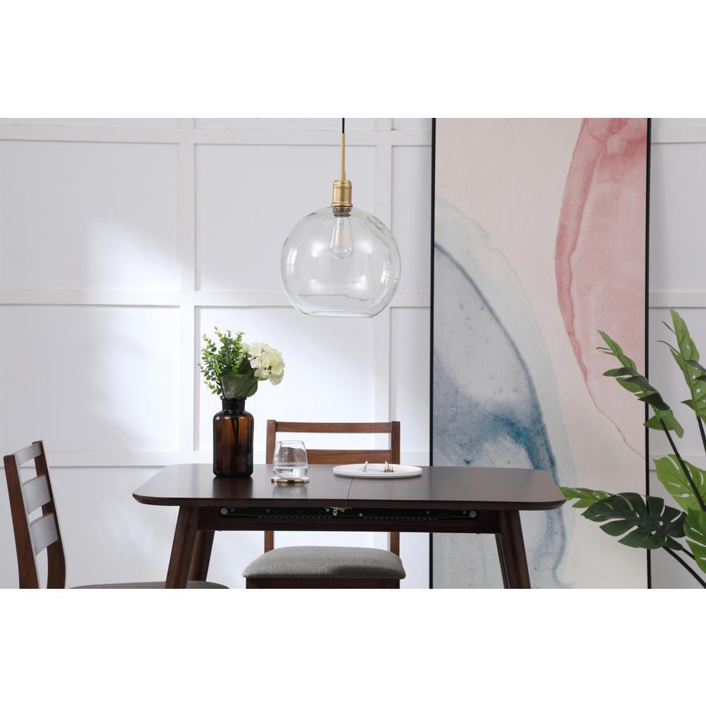 Emett 1 light Brass and Clear glass pendant