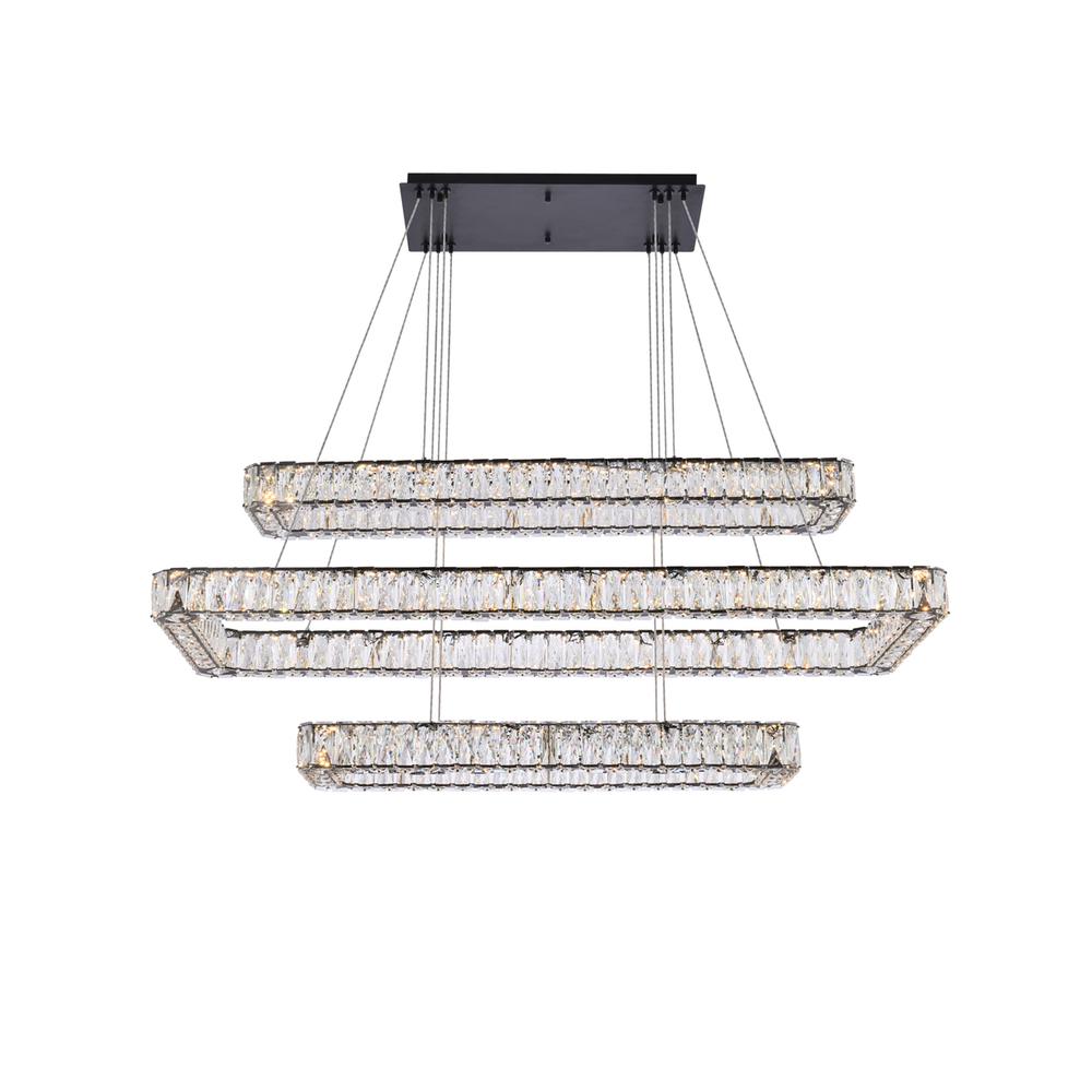 Monroe 50 inch LED triple rectangle pendant in black