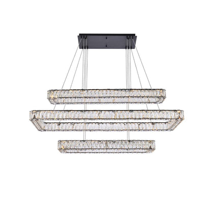 Monroe 50 inch LED triple rectangle pendant in black
