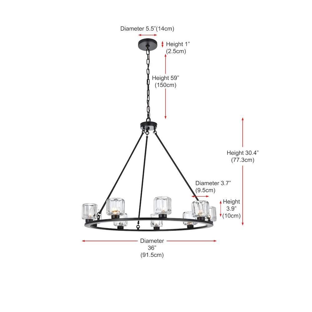 Cadence 36 Inch Chandelier In Black