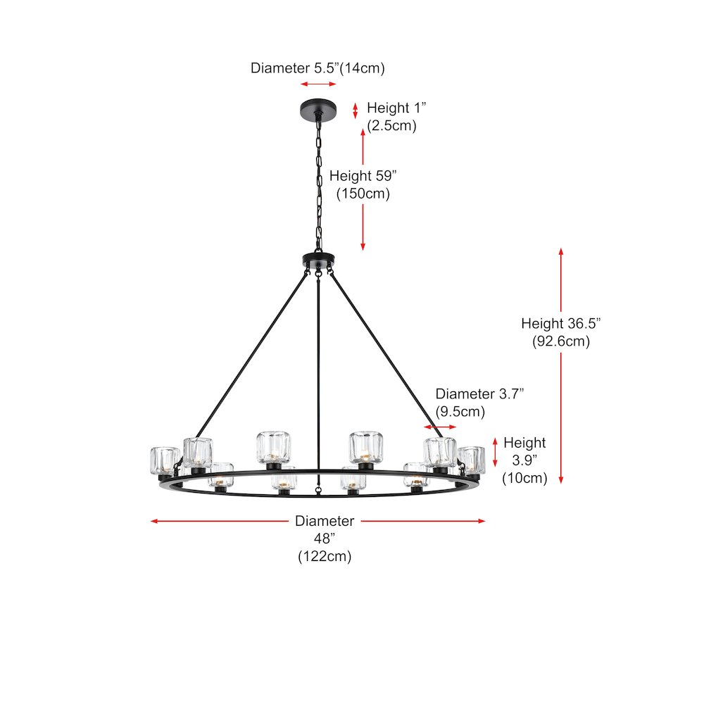 Cadence 48 Inch Chandelier In Black