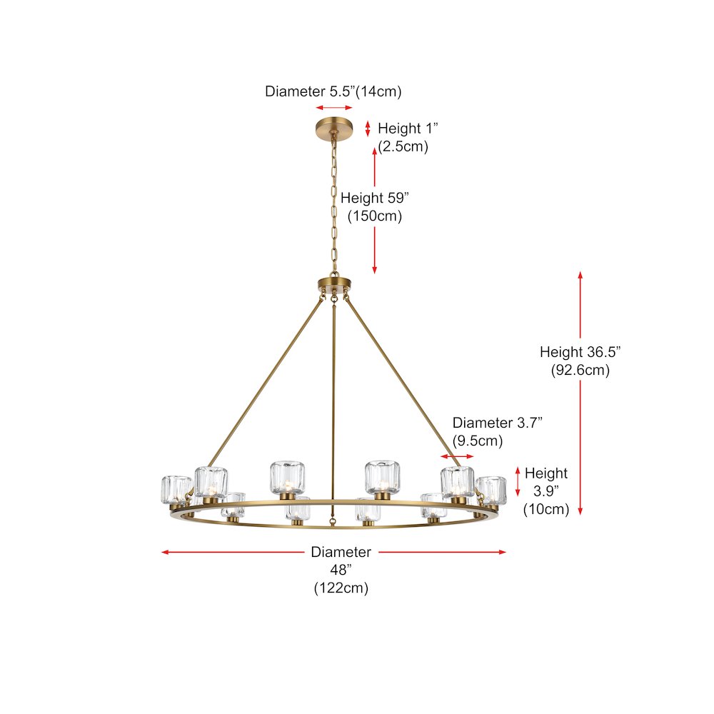 Cadence 48 Inch Chandelier In Satin Gold