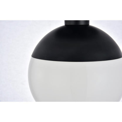 Eclipse 1 Light Black Flush Mount With Frosted White Glass