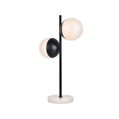 Eclipse 2 Lights Black Table Lamp With Frosted White Glass