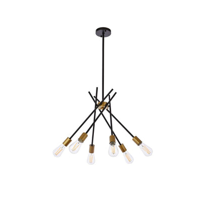 Lucca 23 inch pendant in black and brass