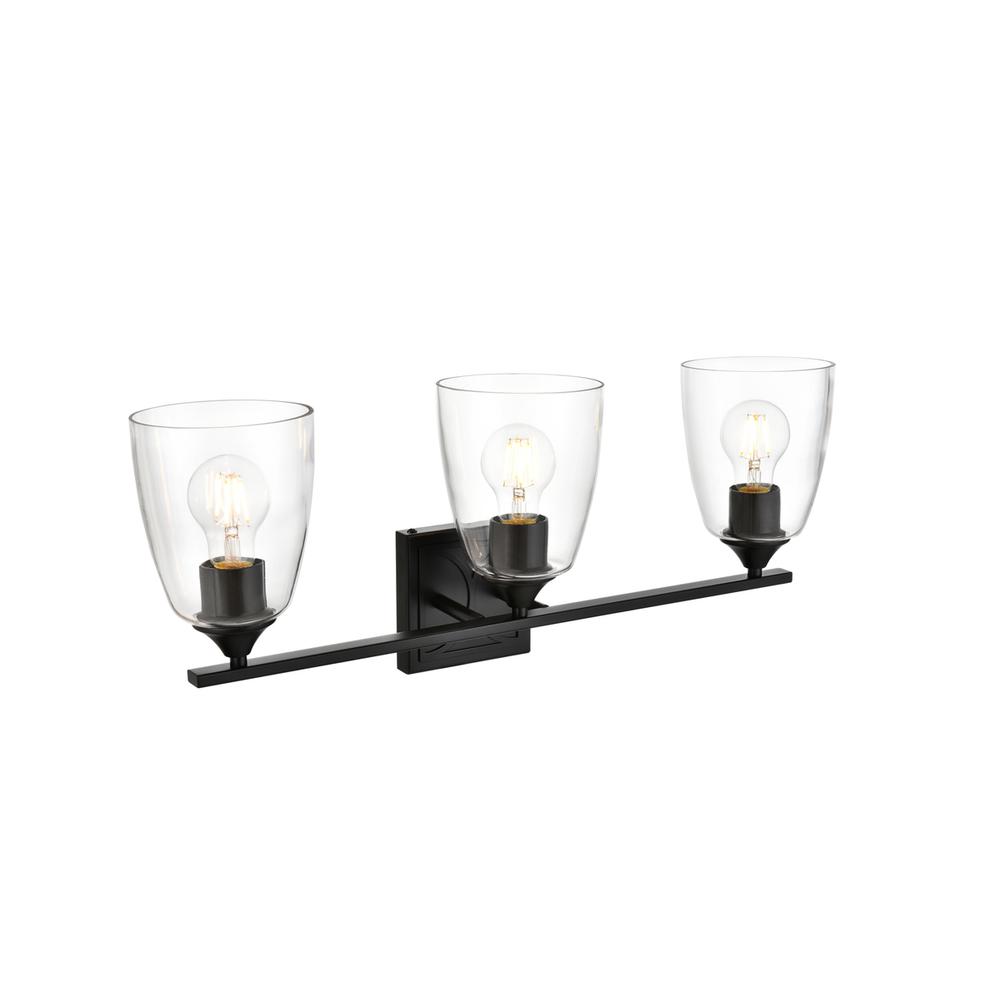 Harris 3 light Black and Clear Bath Sconce
