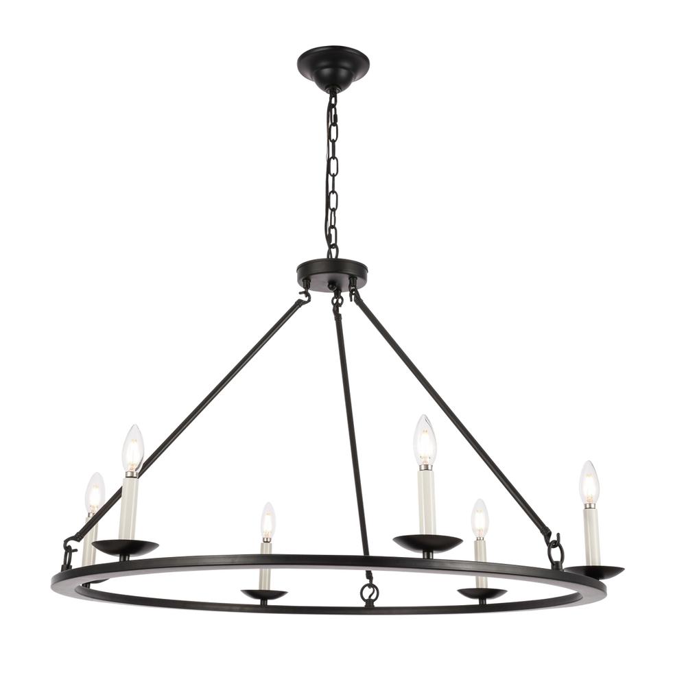 Maine 6 light Black chandelier