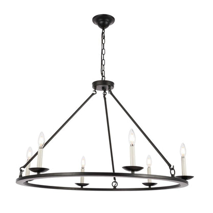Maine 6 light Black chandelier
