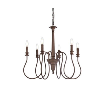 Flynx 6 lights pendant in weathered oak