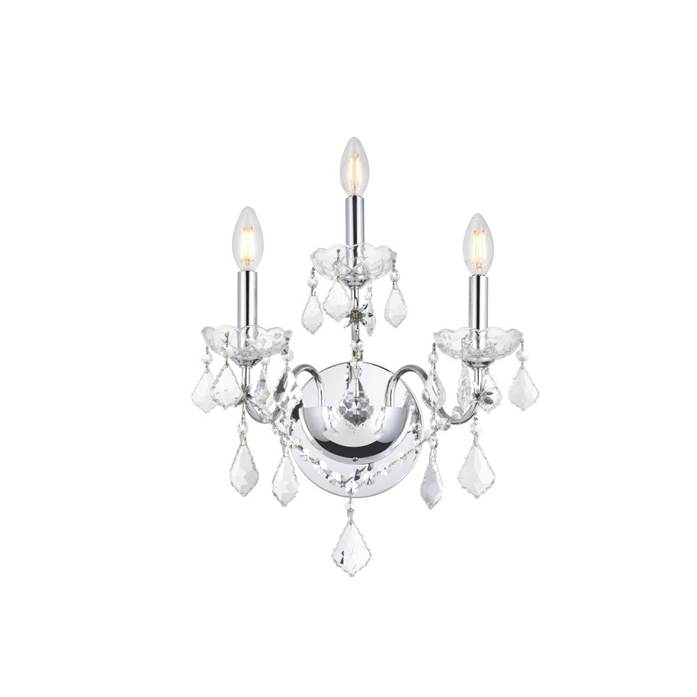 St. Francis 3 light Chrome Wall Sconce Clear Royal Cut Crystal