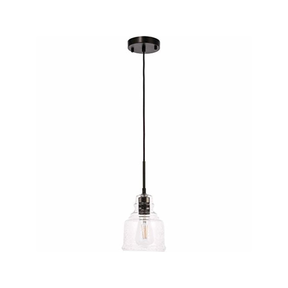Pierce 1 light Black and Clear seeded glass pendant