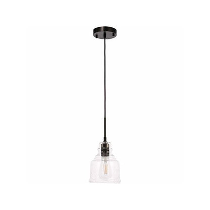 Pierce 1 light Black and Clear seeded glass pendant