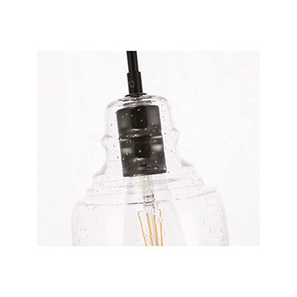 Pierce 1 light Black and Clear seeded glass pendant