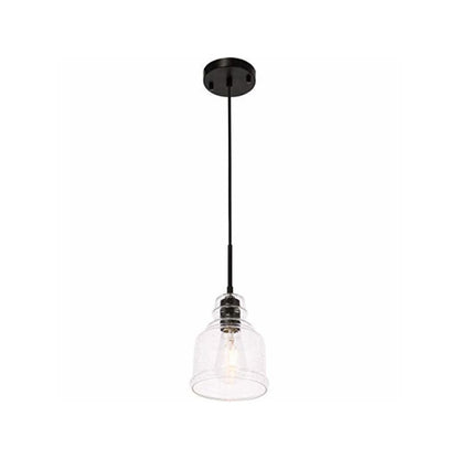 Pierce 1 light Black and Clear seeded glass pendant