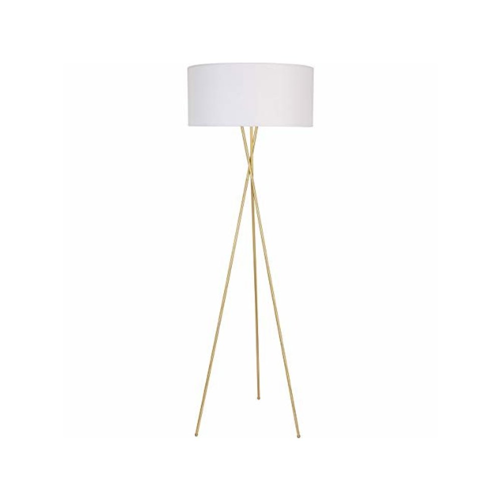 Cason 1 light Brass and White shade Floor lamp