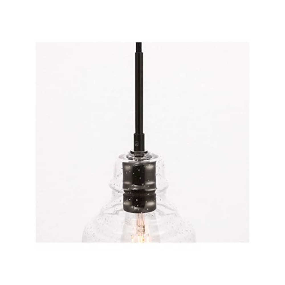 Pierce 1 light Black and Clear seeded glass pendant