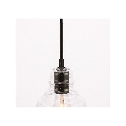 Pierce 1 light Black and Clear seeded glass pendant