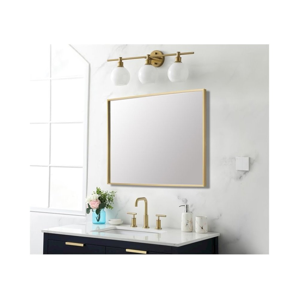 Aluminum Frame Rectangle Mirror 27x36 In Gold