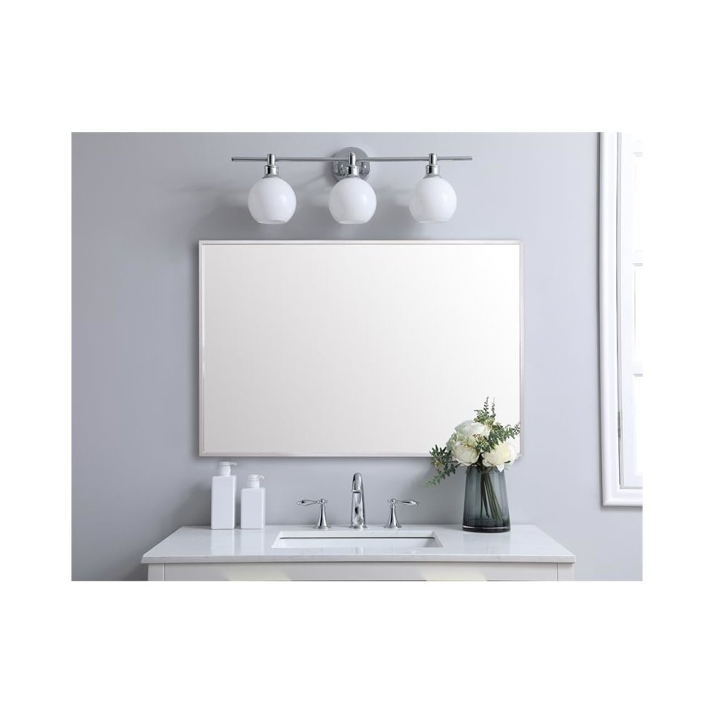Aluminum Frame Rectangle Mirror 27x36 In Silver