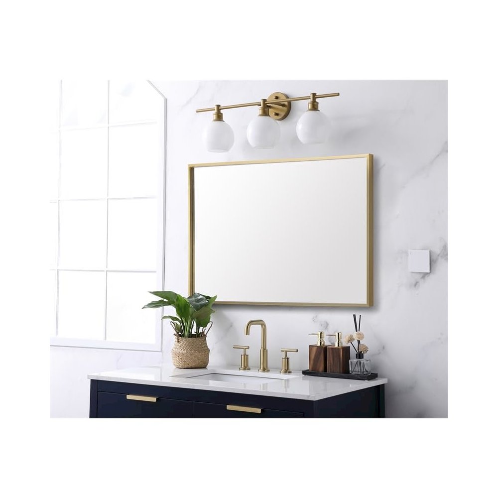 Aluminum Frame Rectangle Mirror 24x36 In Gold
