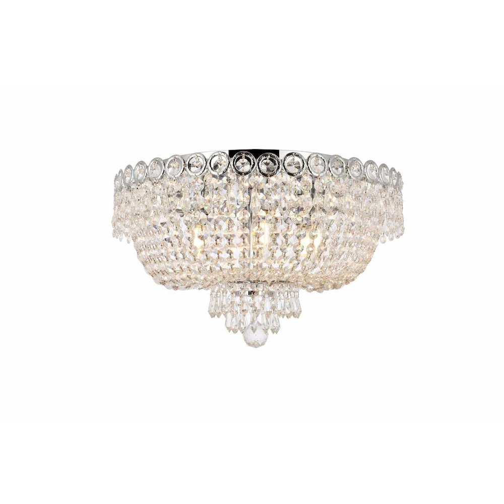 Century 6 light Chrome Flush Mount Clear Royal Cut Crystal