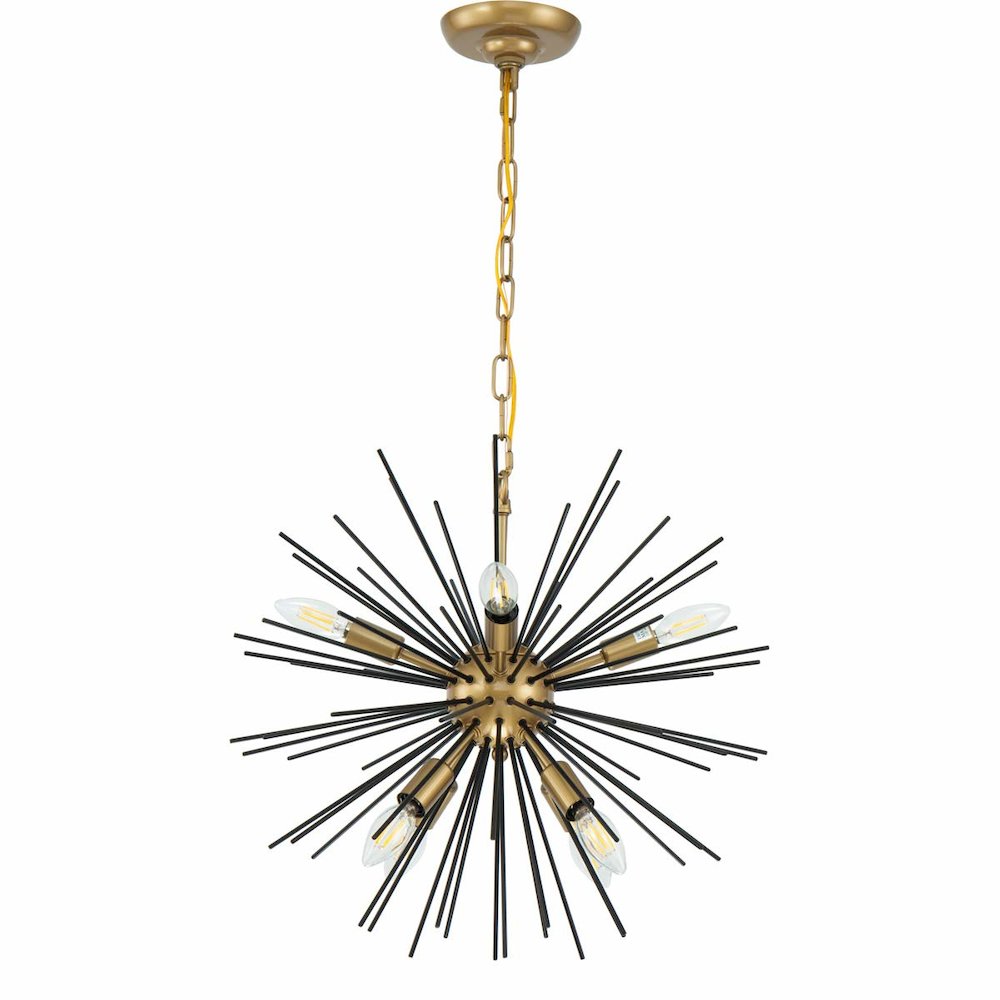 Timber 8 light Brass and Black pendant