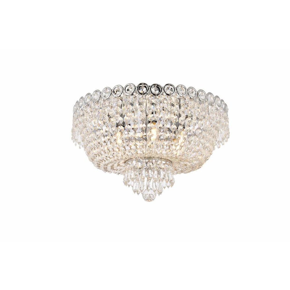 Century 6 light Chrome Flush Mount Clear Royal Cut Crystal