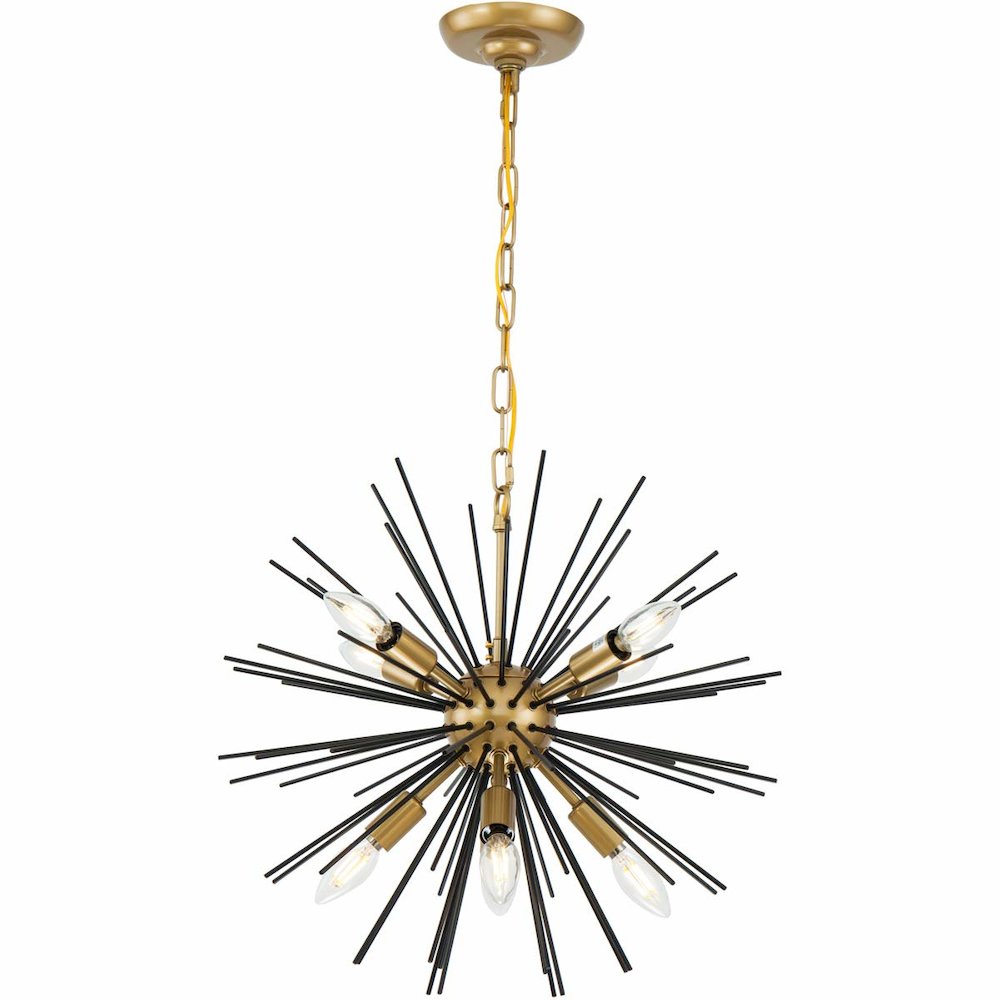 Timber 8 light Brass and Black pendant