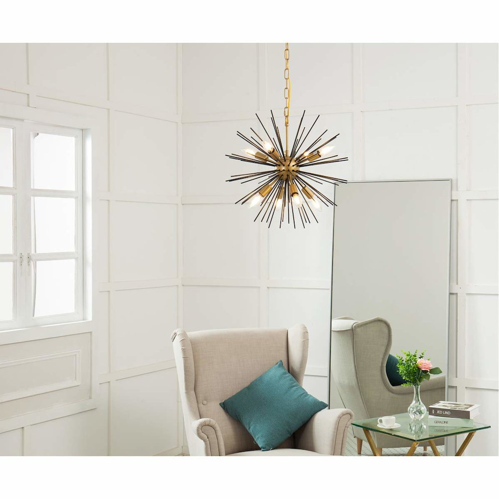 Timber 8 light Brass and Black pendant