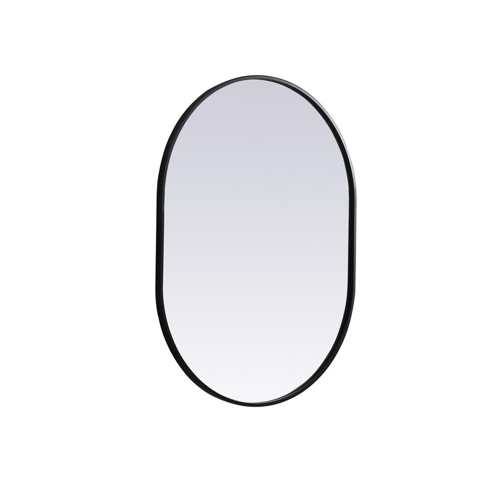 Metal Frame Oval Mirror 27x36 Inch in Black