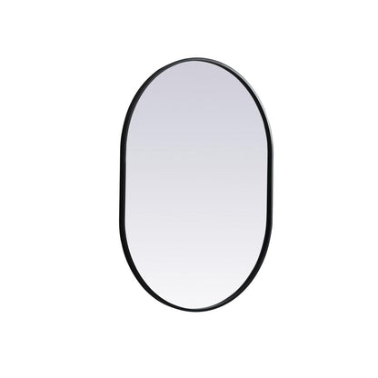 Metal Frame Oval Mirror 27x36 Inch in Black