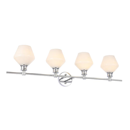 Gene 4 light Chrome and Frosted white glass Wall sconce