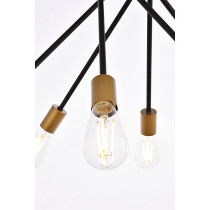 Lucca 23 inch pendant in black and brass