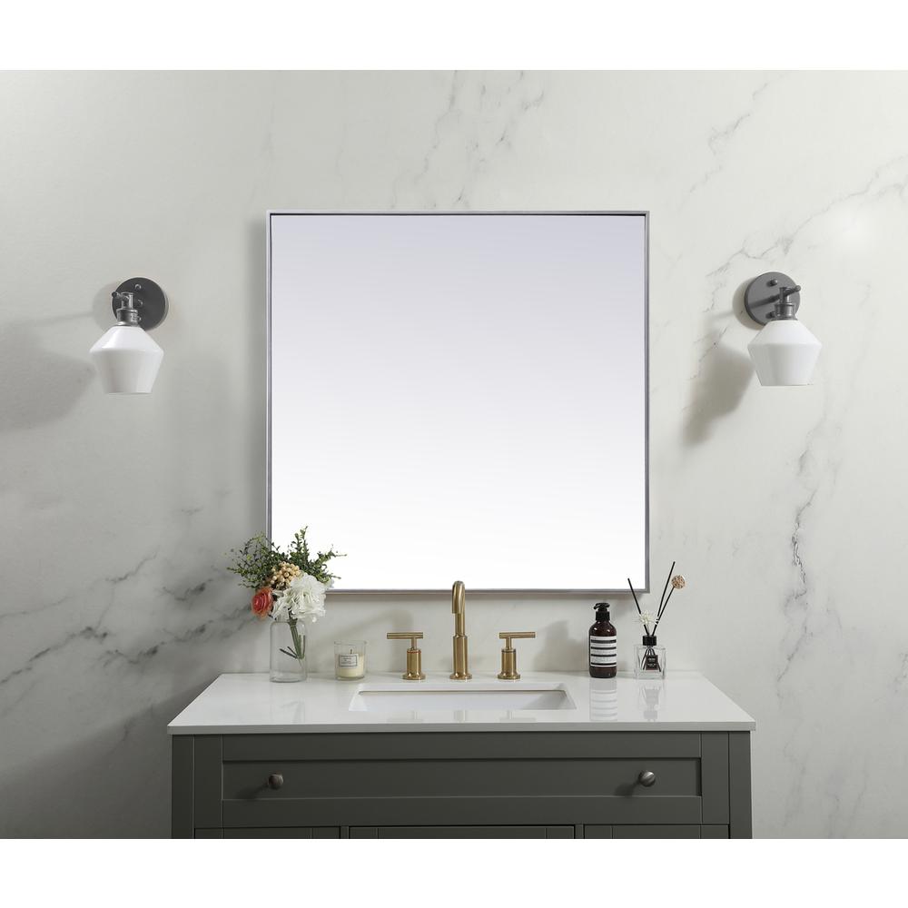 Metal Frame Square Mirror 42 inch in Silver