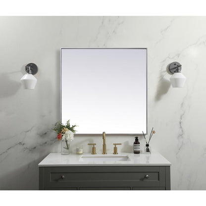 Metal Frame Square Mirror 42 inch in Silver