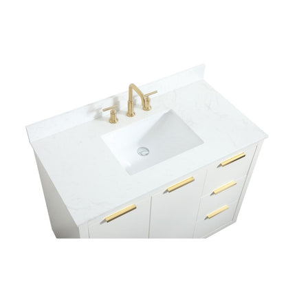 42 inch Single bathroom vanity in white with backsplash