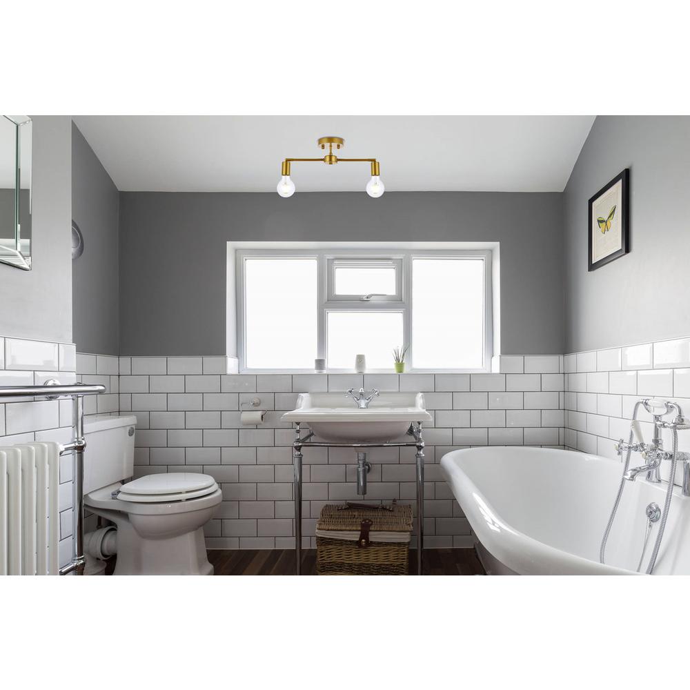 Zane 2 lights brass flush mount