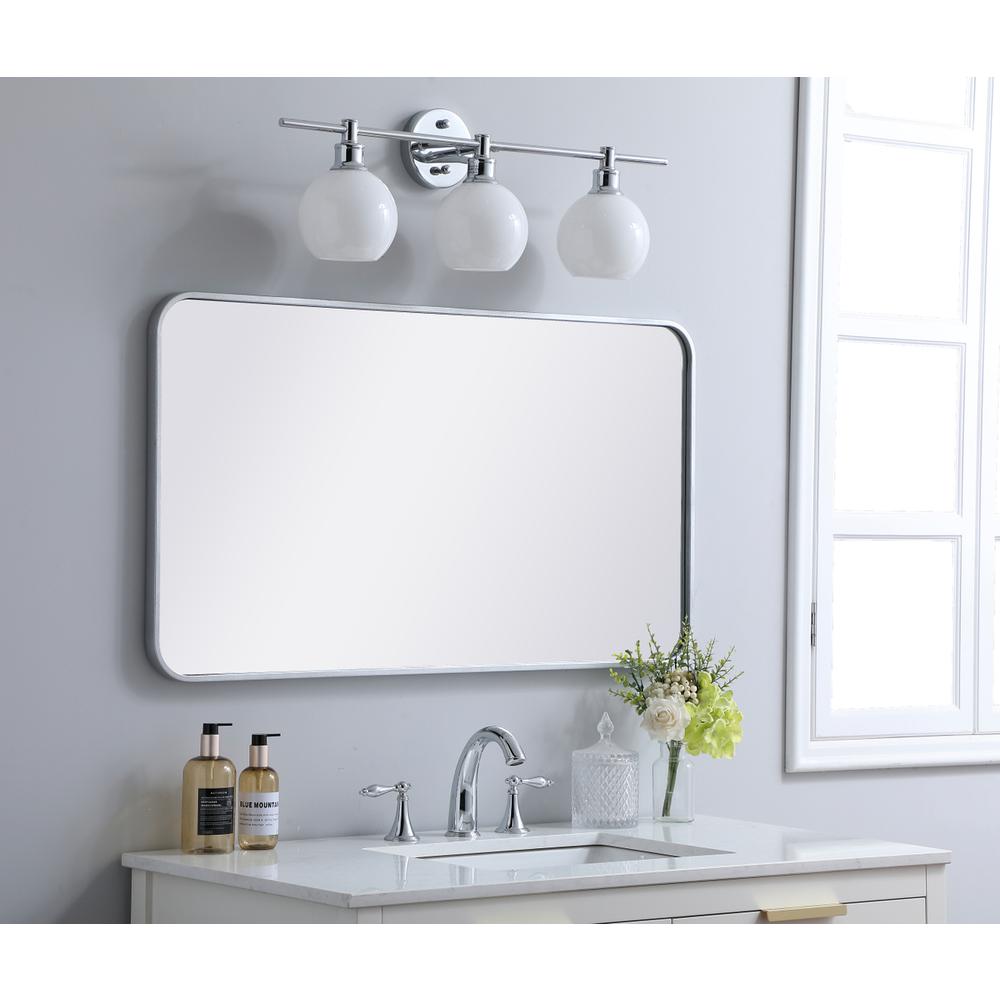 Soft corner metal rectangular mirror 22x40 inch in Silver