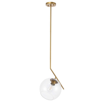 Ryland 1 Light Brass And Clear Glass Pendant