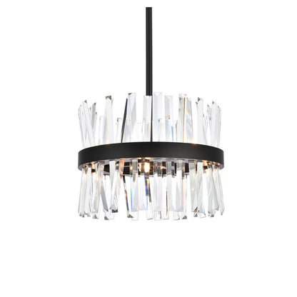 Serephina 16 inch crystal round pendant light in black